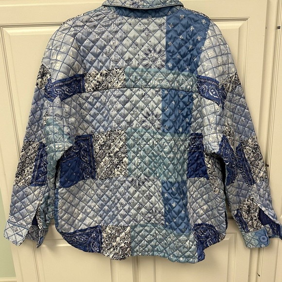 NWT Anthropologie Not So Serious Priya Quilted Blue Shirt Jacket Size- Large - Picture 3 of 10